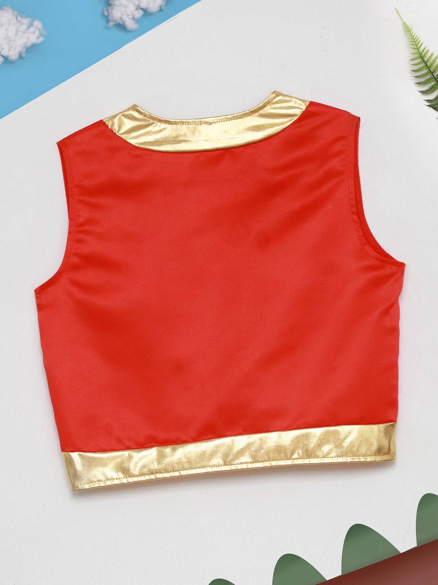 Boys Girls Halloween Toad Game Character Vest Open Front Loose Waistcoat Carnival Theme Party Super Brother Role Play Costume