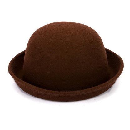 Fashion Winter Hat Fedora Vintage Women Children Trendy Wool Felt Bowler Derby Floppy Hats For Girls Women