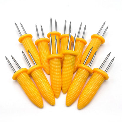 Stainless Steel Corn Fork 12/8Pcs With Box Anti Scalding Barbecue Corn Holders Camping Fruit BBQ Picnic Cooking Tools Outdoor