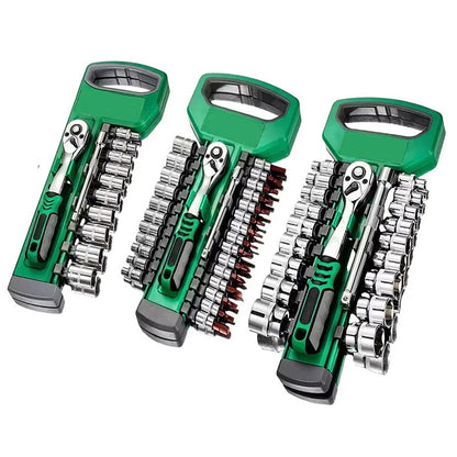 Jogo de Chaves com Cabo Catraca, 1/4", Ferramentas de Reparo Catraca 3/8", Ferramentas Manuais de Reparo Automotivo, Chave Catraca de 72 Dentes