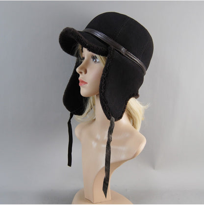 Chapéu Unissex De Lã E Pele Genuína, Novo, Inverno, Quente, Aviador, Russo Ushanka Com Abas Para As Orelhas, Couro Bovino Grosso, Quebra-Neve, Boné De Beisebol