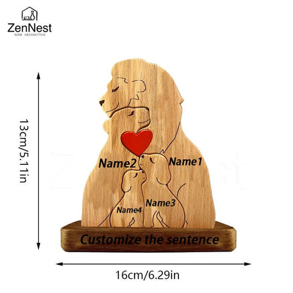 Wooden Lion Family Puzzle Ornament DIY Custom Name Home Decorations Thanksgiving Christmas Gifts Gifts for Mom Art Crafts
