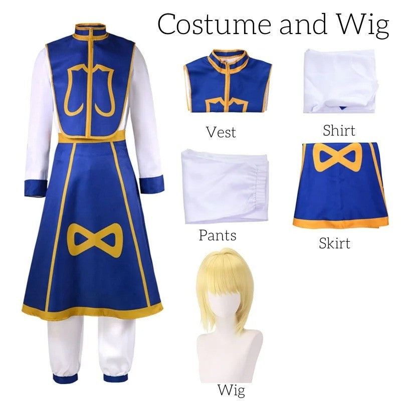 Anime Manga Hunter X Hunter Kurapika Cosplay Costume Wig Fingers Rings Chain Earrings Anime Uniforms Halloween Party Outfits