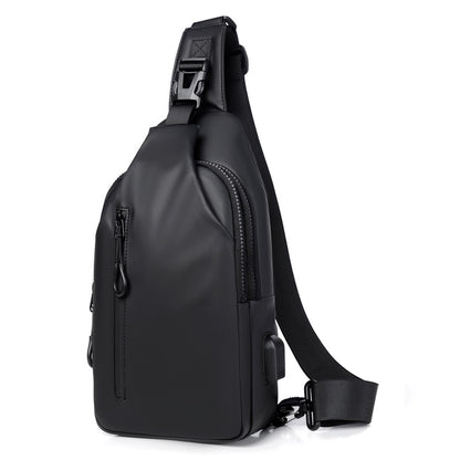 Multifunctional chest bag, men's cross bag with USB charging port and adjustable shoulder strap, suitable for daily commuting