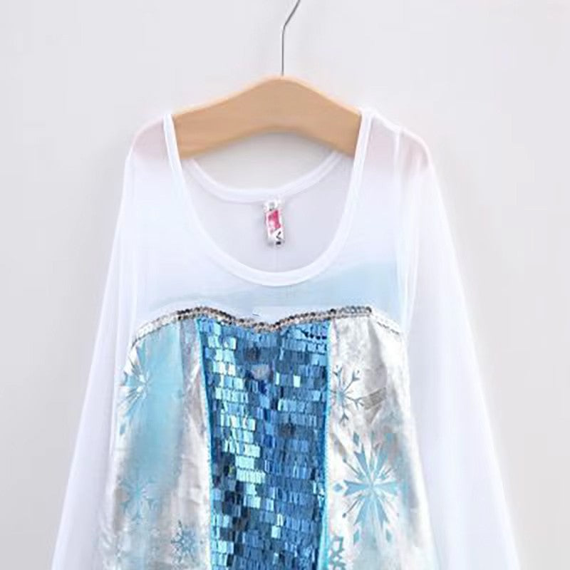 Girls Ice Snow Princess Cosplay Dress with Long Cloak Kids Outfit for Halloween Carnival Birthday Theme Party Role?Play Dress?Up
