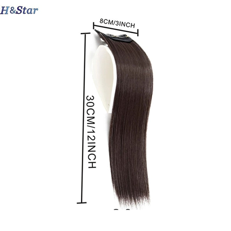 H&STAR 30cm Sintético Curto Liso Pad Extensão de Cabelo Invisível Forro de Cabelo Parte Superior da Cabeça Peruca para Mulheres