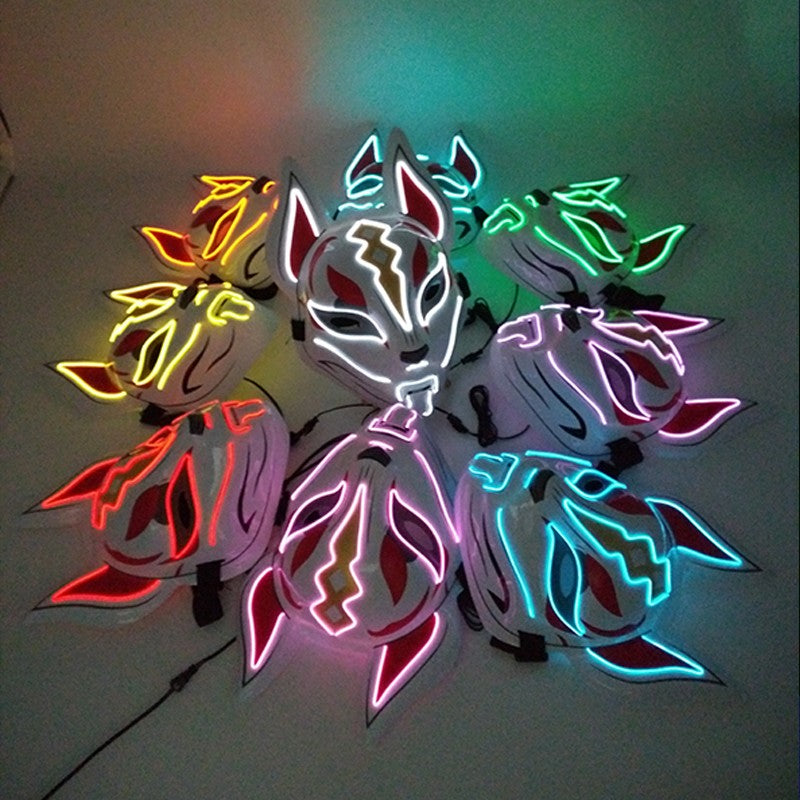 Cool Neon Light up Fox Mask Men Luminous Disguise Masks Glow in the Dark Cosplay Costume Trick or Treat Decoration