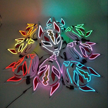 Cool Neon Light up Fox Mask Men Luminous Disguise Masks Glow in the Dark Cosplay Costume Trick or Treat Decoration