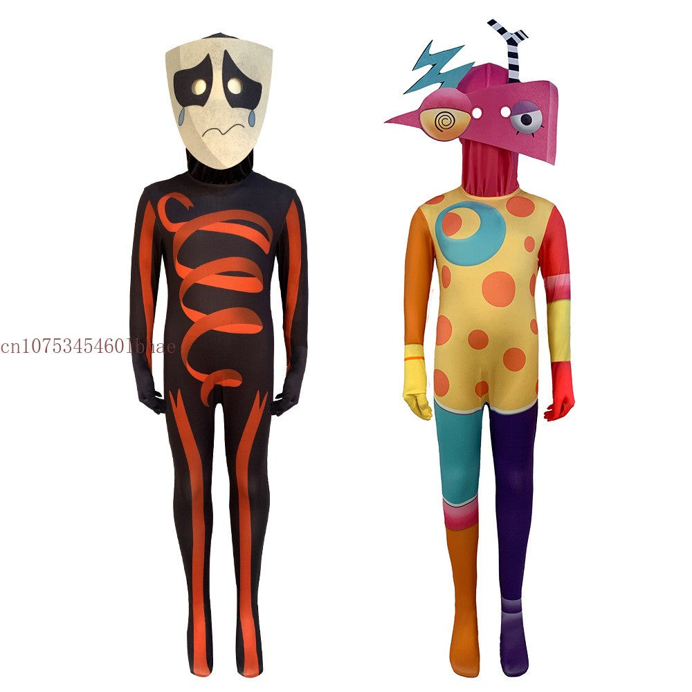 The Amazing Digital Freak Circus Pomni Cosplay Costume Kids Adults Caine Kinger Jumpsuit Tight Fitting Outfit Halloween Costumes