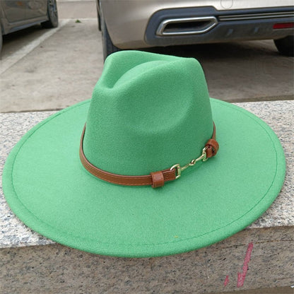 Chapéu Fedora de feltro liso com coroa em formato de gota para homens e mulheres novo cinto de couro Chapéu Panamá ????? ???????