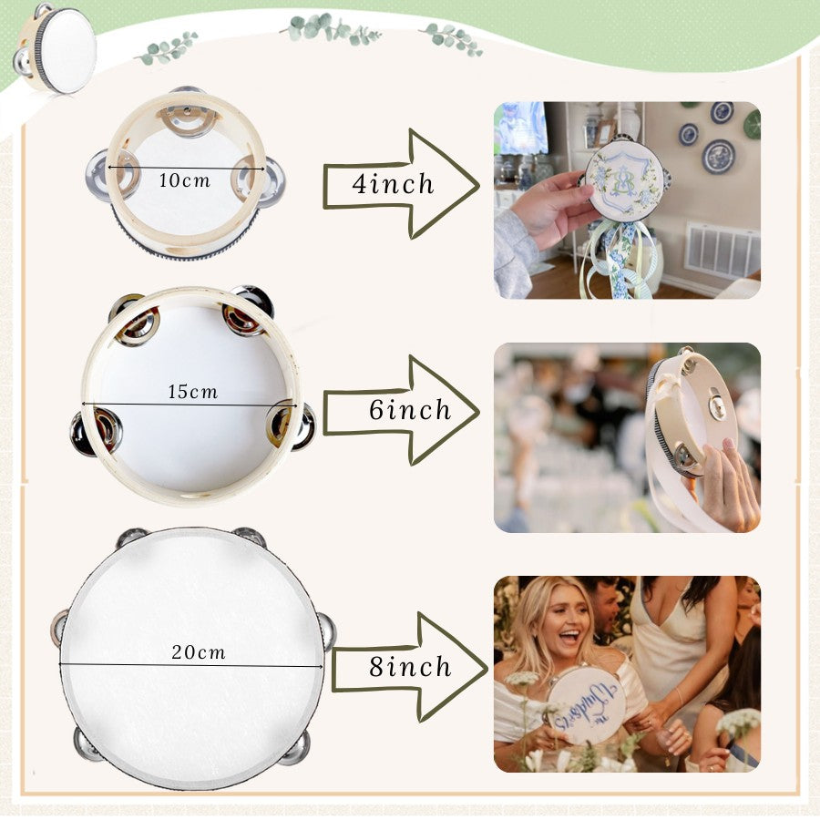 50-180Pcs Wedding Tambourine Drums for Adults Hand Drum Noise Makers Tambourine for Church Wedding Party Favor 4/6/8IN
