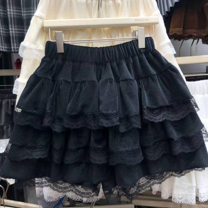 Japanese Y2k Cute Ruffled Plaid Skirt Punk Rock Subculture Cake Skirts Japanese Preppy Style Casual New 2025 Women Skirts