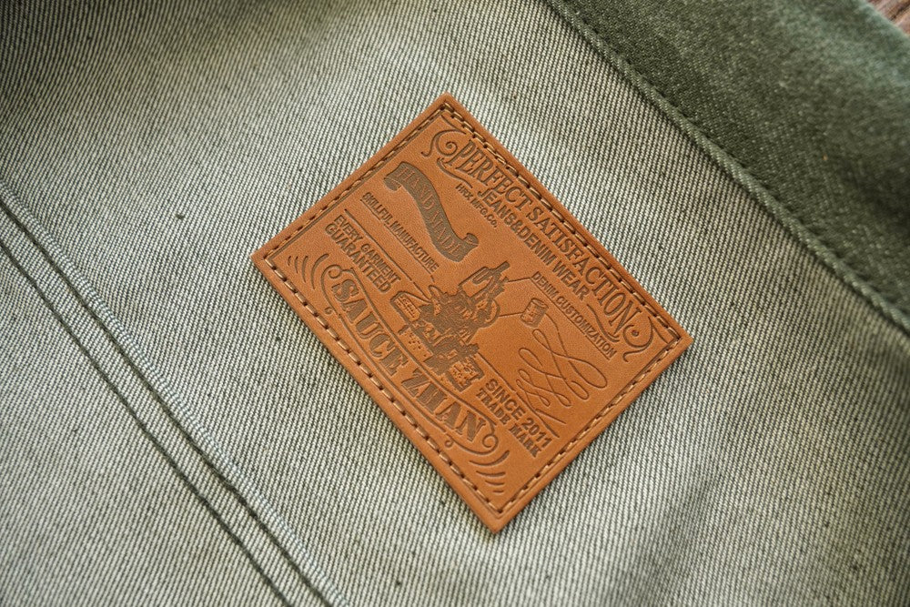 Sauce Zhan 540XX Mens Cusual Jacket Vulcanized green Selvedge Sanforized  Denim Jacket 14 Oz Loose Fit