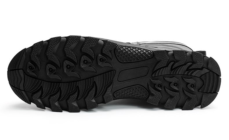 Botas de Couro Genuíno Masculinas de Cano Curto Botas Masculinas de Inverno de Couro com Pelo Quente para Exército Caça Sapatos Masculinos Botas Casuais Pretas