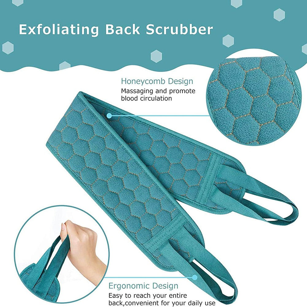 Conjunto Esfoliante Corporal - Inclui Esfoliador de Costas, Luva de Banho e Esponja de Banho Loofah