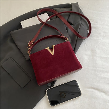Fashionable Mini Suede Women's Bag, Faux Suede Tote Bag, Hardware Lock Buckle Decoration Handbag Purse Shoulder Cross Body Bags