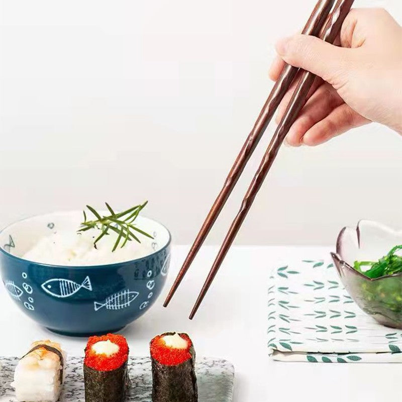 5 Pares de Hashis Japoneses para Sushi de Madeira Natural Ecológicos Reutilizáveis para Comida Coreana Chinesa