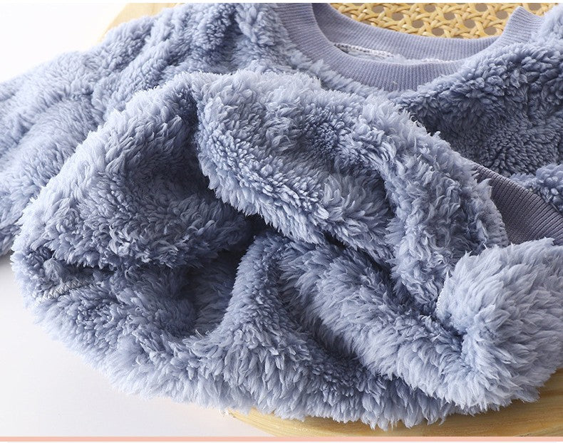 Conjunto de Pijama Infantil Quente Outono e Inverno Meninos e Meninas Roupas Grossas para Casa Roupas de Bebê de Pelúcia Roupas Infantis