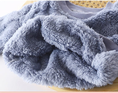 Conjunto de Pijama Infantil Quente Outono e Inverno Meninos e Meninas Roupas Grossas para Casa Roupas de Bebê de Pelúcia Roupas Infantis