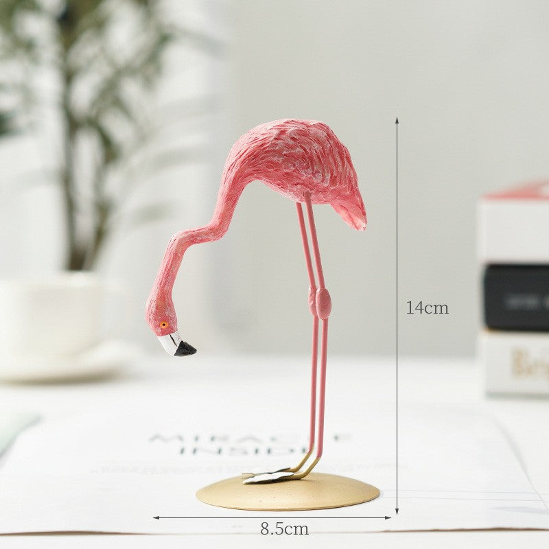 Nordic Home Decor Accessories Creative Resin Flamingo Figurines Pink Sculpture Animal Model Living Room Desktop Ornament Crafts