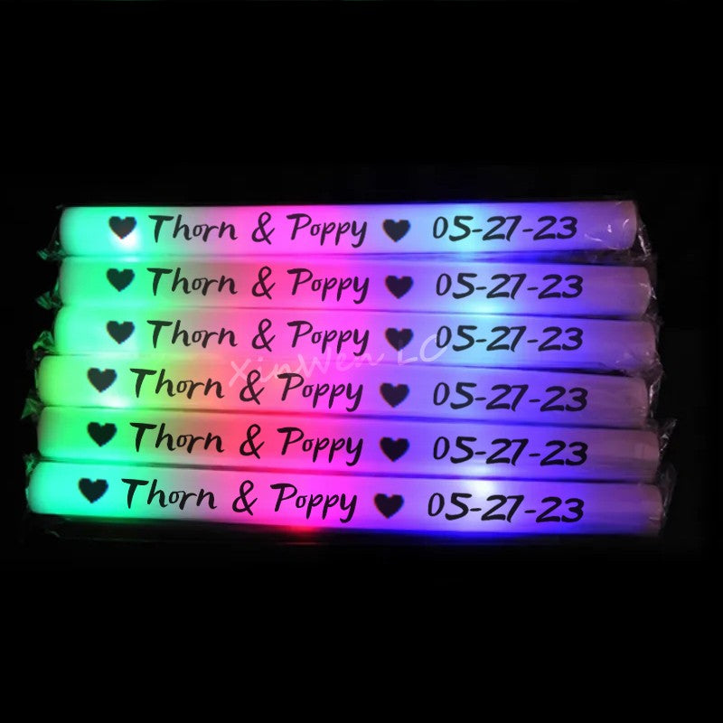 20/30/40Pcs RGB LED Glow Bulk Party Supplies Colorful Glow Sticks Foam Stick Cheer Tube Dark Light Birthday Wedding