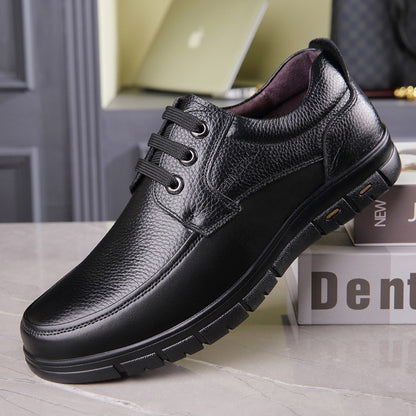 Sapatos Masculinos de Couro Feitos à Mão, Sapatos Sociais Casuais e de Negócios Minimalistas, Modernos, com Cadarço, para Pais de Meia-Idade