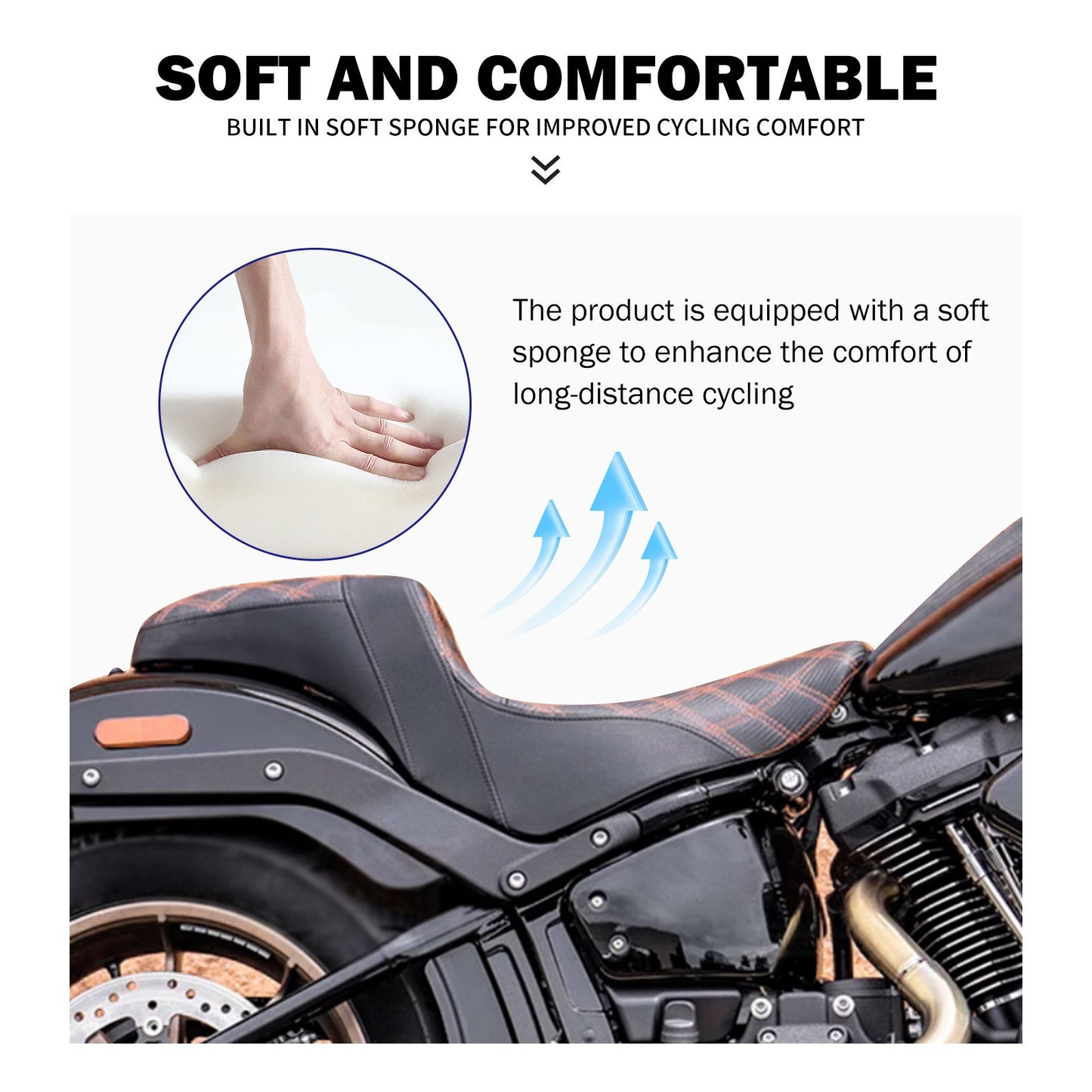 Banco Duplo de Moto para Piloto e Garupa Almofada Dianteira Traseira para Harley Softail Sport Glide FLSB Low Rider FXLR FXLRS 2018 em Diante