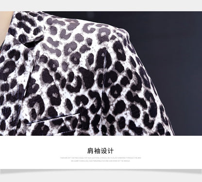Blazer New Men's Fashion Business Gentleman Wedding British Style Banquet Leopard Print Luxe Handsome Outdoor Casual Blazer