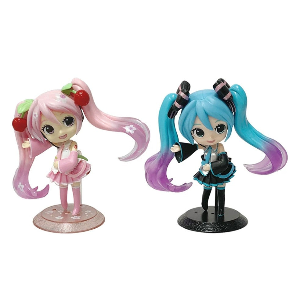 Animação Anime Linda Garota Hatsune Miku Artesanal Diabo Hatsune Miku Orelha de Gato Hatsune Miku Fofa Artesanal Modelo de PVC Decorações