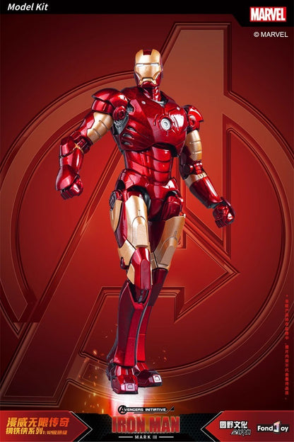 26CM Fondjoy Original Iron Man 1/7 MK42 MK43 1/12 MK1 MK2 MK3 MK4 MK5 MK6 Assembled Tony Stark Action Figure Collect Toy Gift