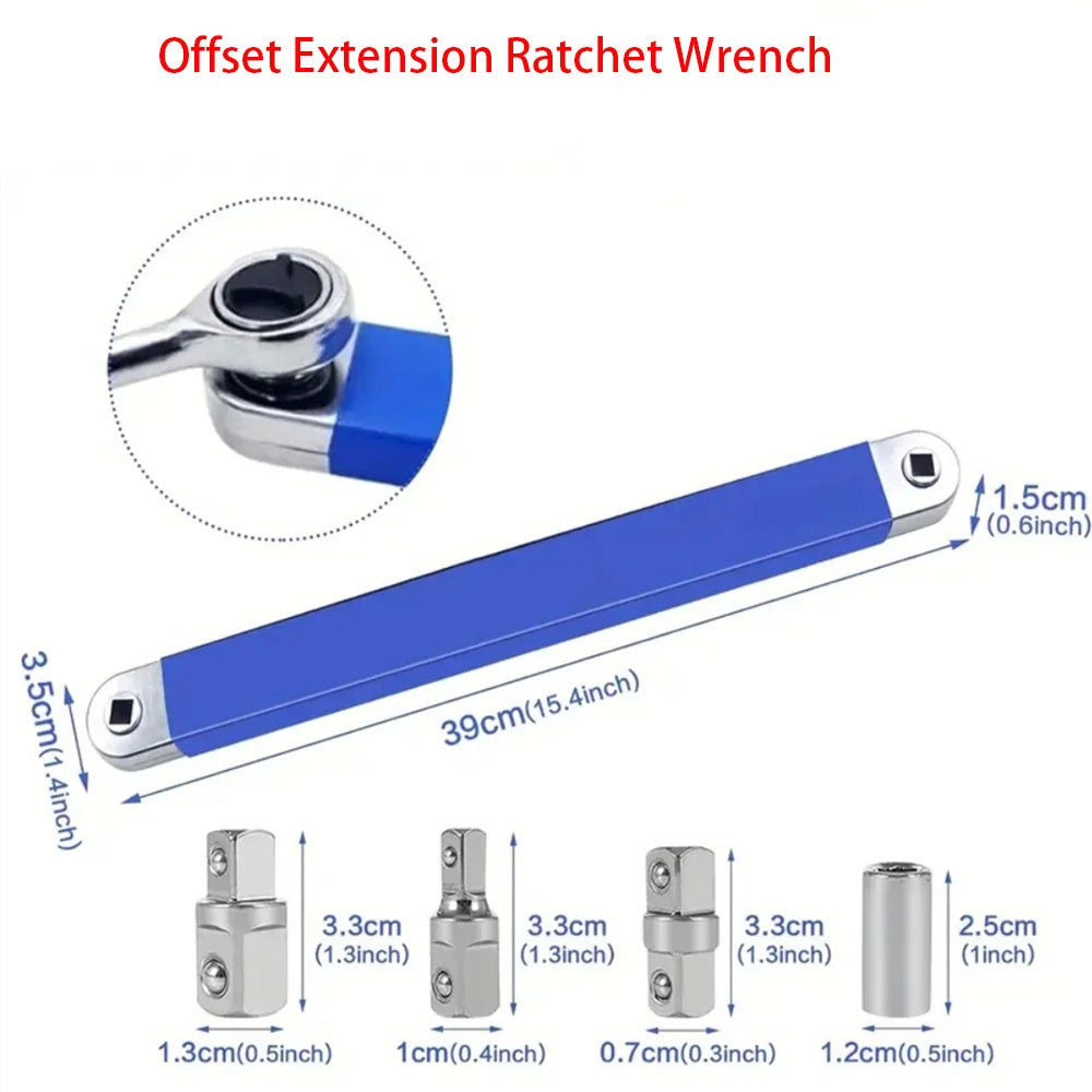 Chave Catraca de Extensão Longa Rotativa Torque Soquete de Impacto Grande Chave Inglesa Espaços Apertados Ferramentas Automotivas 1/2", 1/4" e 3/8