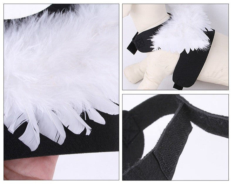 Fantasia de Halloween para Pets Asa de Anjo e Diabo Preta e Branca para Cachorro Gato Coelho Porquinho Presente Divertido para Festa de Halloween Tema Anime B