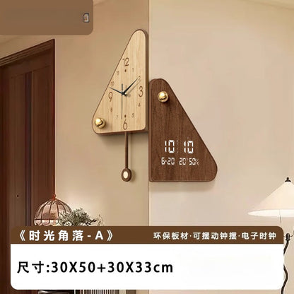 Double-sided Wall Clock Corner Perpetual Calendar Electronic Clock Medieval Style Without Punching Clock Wall Hanging