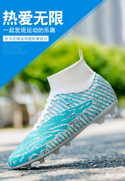 Men Light Soccer Shoes Size 35-45 Boys Soccer Shoes Football Boots High Ankle Kids Cleats Training Sport Sneakers Football Shoes