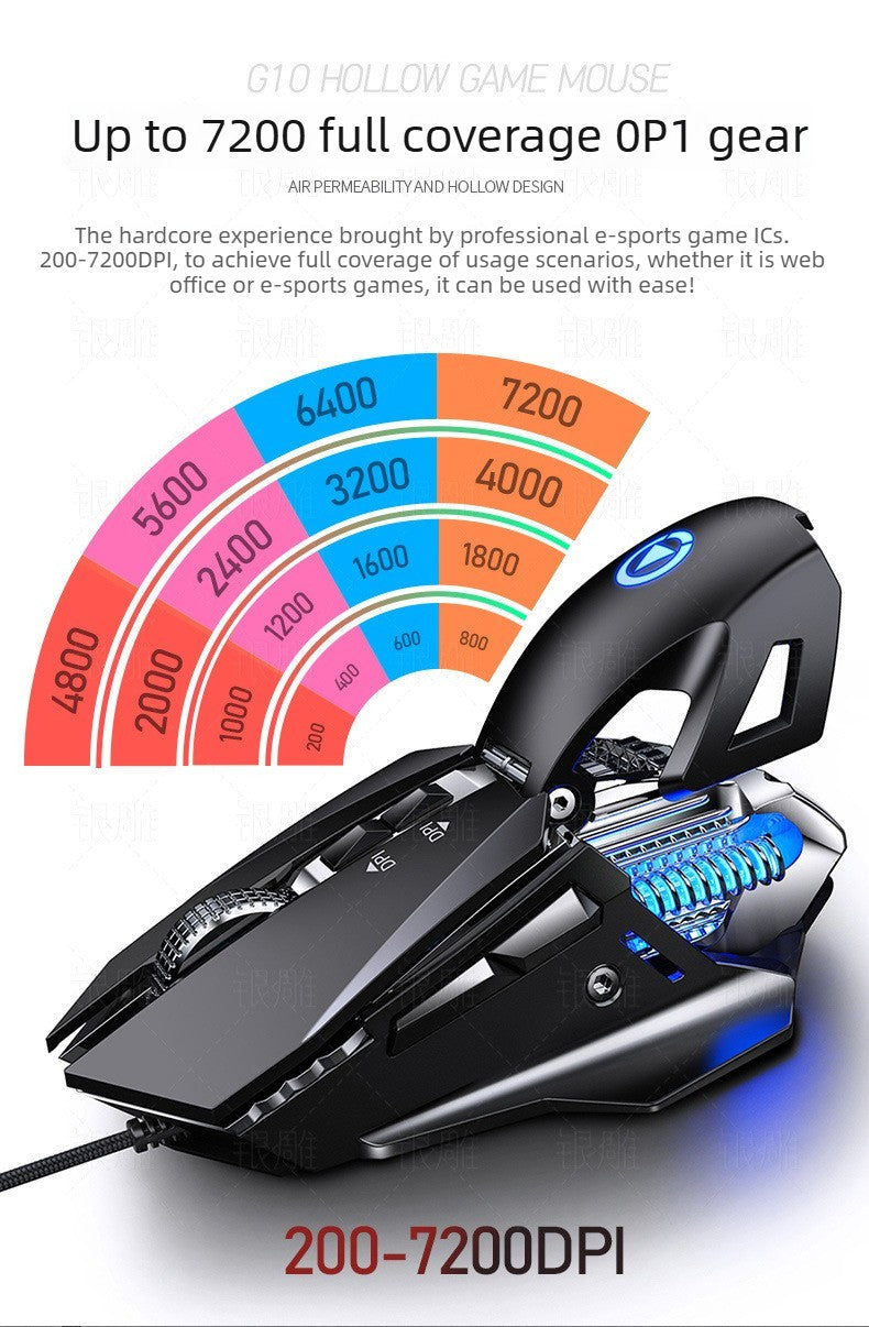 G10 Wired Mechanical Mouse RGB Backlit 200-7200DPI 6000FPS Macro Programming Gaming Mouse with Anti Interference Magnetic Ring