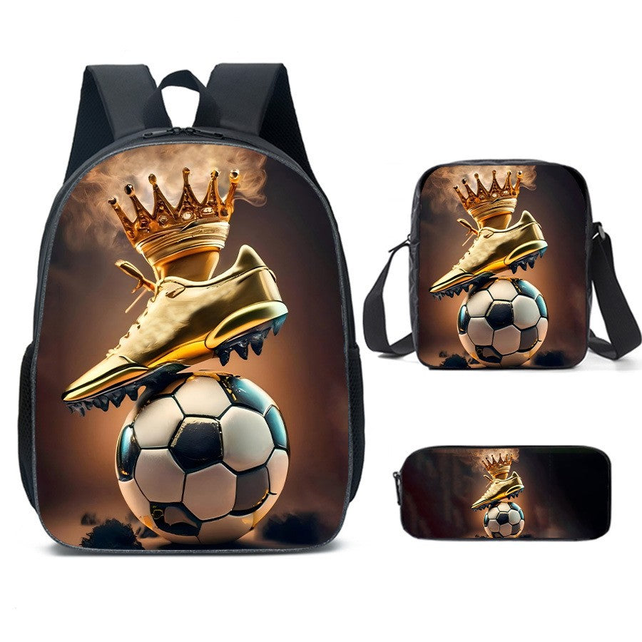 Luxury Popular football 3D Print 3pcs/Set pupil School Bags Laptop Daypack Backpack Inclined shoulder bag Pencil Case