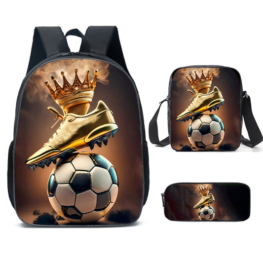 Luxury Popular football 3D Print 3pcs/Set pupil School Bags Laptop Daypack Backpack Inclined shoulder bag Pencil Case