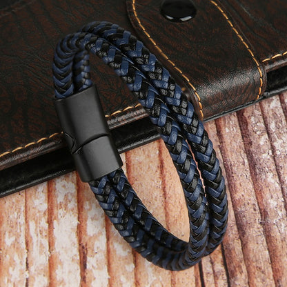 Novos Braceletes e Pulseiras de Couro Genuíno 2025 para Homens e Mulheres Pulseira de Couro de Camada Dupla Joias Artesanais Masculinas Pulseras