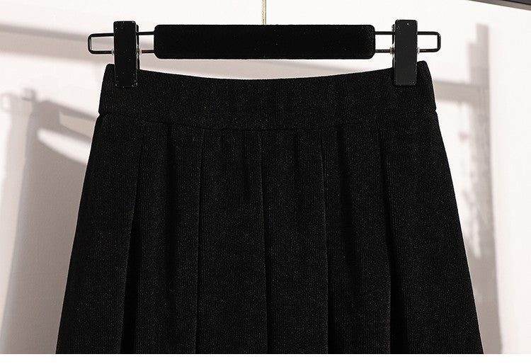 2025 Plus Size Pleated Skirts Solid Versatile Medium Length Skirt A-Line Maxi Gown Cover Autumn Winter New Half-length Skirt