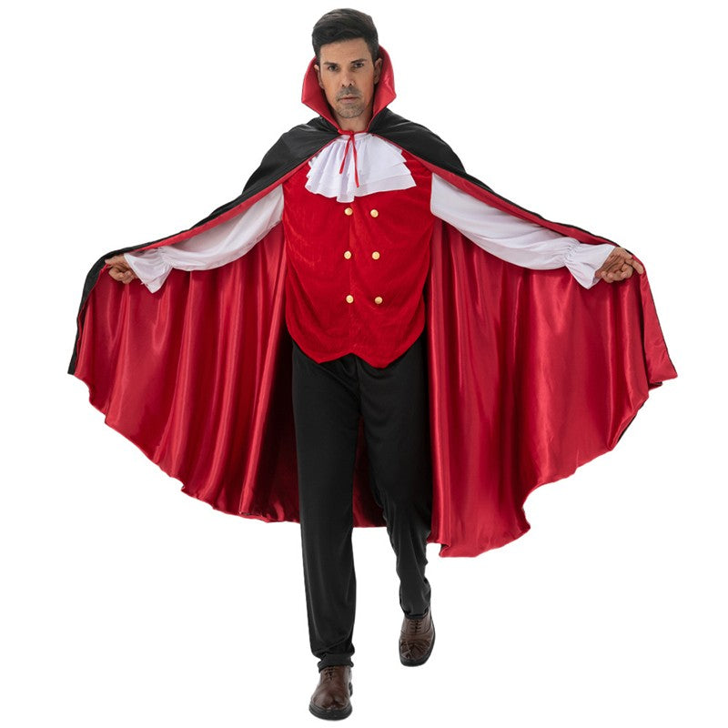 Kids Vampire Cosplay Costume for Boys Men Halloween Carnival Party Costumes with Walking Cane Stickers False Teeth