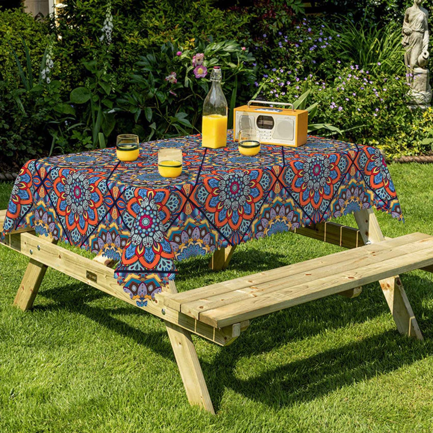 Bohemian Mandala Tablecloth Rectangular Table Decor Polyester Washable Durable Table Cover for Dining Office Kitchen Picnic