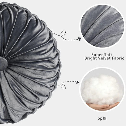 Velvet Pumpkin Pillow Backrest Lumbar Support Cushion Soft Round Solid Color Suitable for Sofa Bed Floor Office Chair