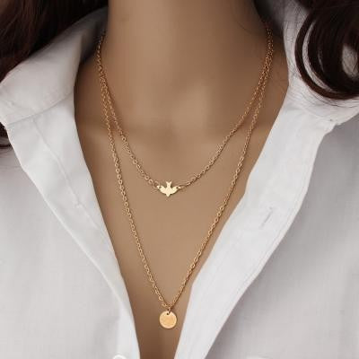 2025 Novo Colar de Moda Design Feminino Simples Simples de Metal Redondo Colar Vendas por Atacado