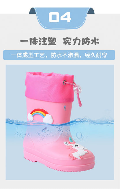 Summer children buckle rain shoes girls fashion beautiful water shoes thick soles non-slip rain boots