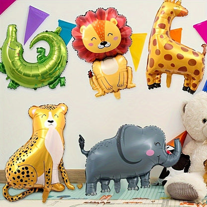 Cartoon Animal Aluminum Foil Balloon Giraffe Lion Monkey Balloon Jungle Zoo Theme Party Kidsren's Birthday Holiday Decoration