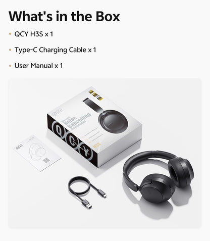 QCY H3S -56dB Adaptive ANC Over Ear Headphone Hi-Res LDAC Spatial Sound Wireless Earphone Bluetooth 6.0 Dual Driver 102H Headset