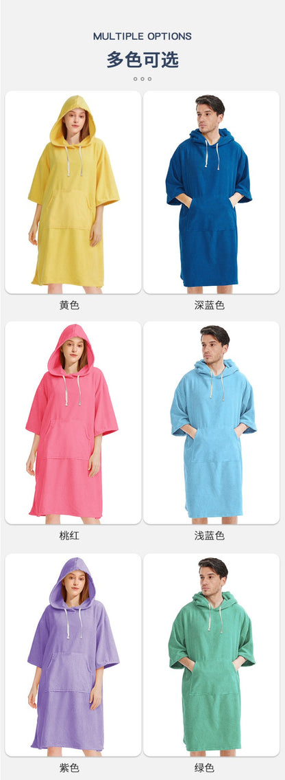 Quick dry Solid microfiber Changing Robe Surf Poncho Hooded Beach Towel Hooded Poncho Towel For Adults men and women