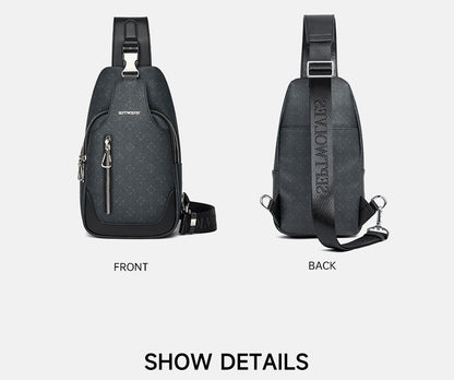 Septwolves Business Thin Printed Leather Crossbody Sling Bag Man Fashion Casual Travel Monogram Print Fabric iPad Shoulder Bag