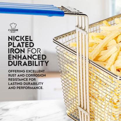 Commercial Quality Heavy Duty 4-Piece Deep Fryer Basket Set with Handle, 13.25 x 6.5 x 5.9 for Restaurant Use