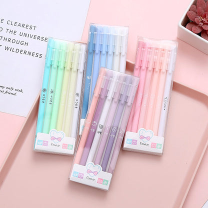 Caneta Gel Fofa Morandi 6 Peças/Conjunto Kawaii 0,5mm Esferográfica Preta Material de Escritório Escolar Caneta de Água para Estudante Caneta Neutra